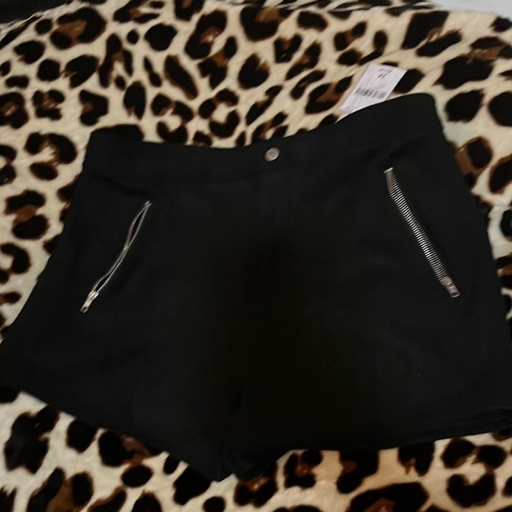 Black microsuede shorts